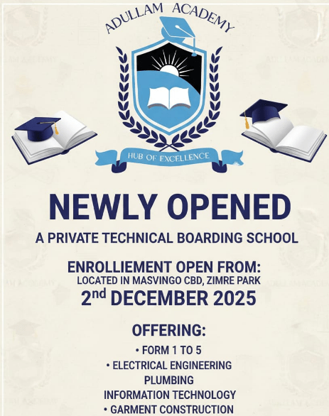 Adullam Academy January enrollment poster - Advanced Level admission